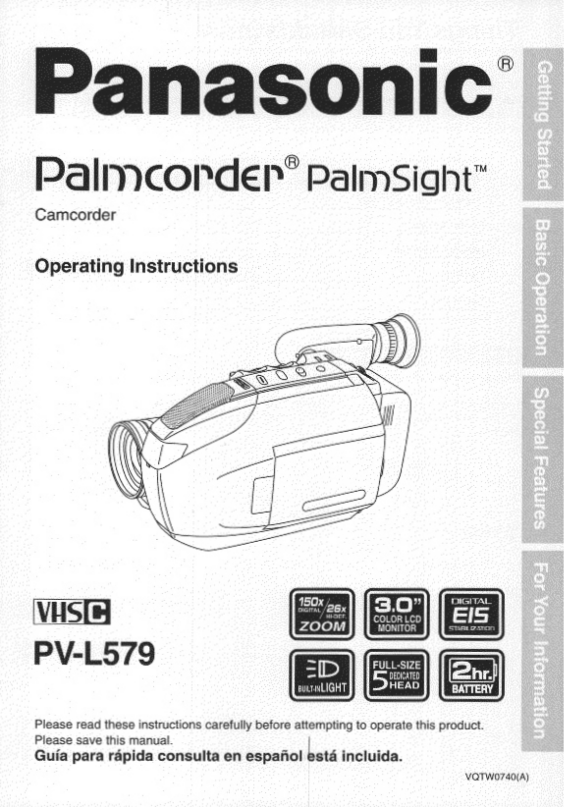 Panasonic PV-L579D, PV-L579 User Manual