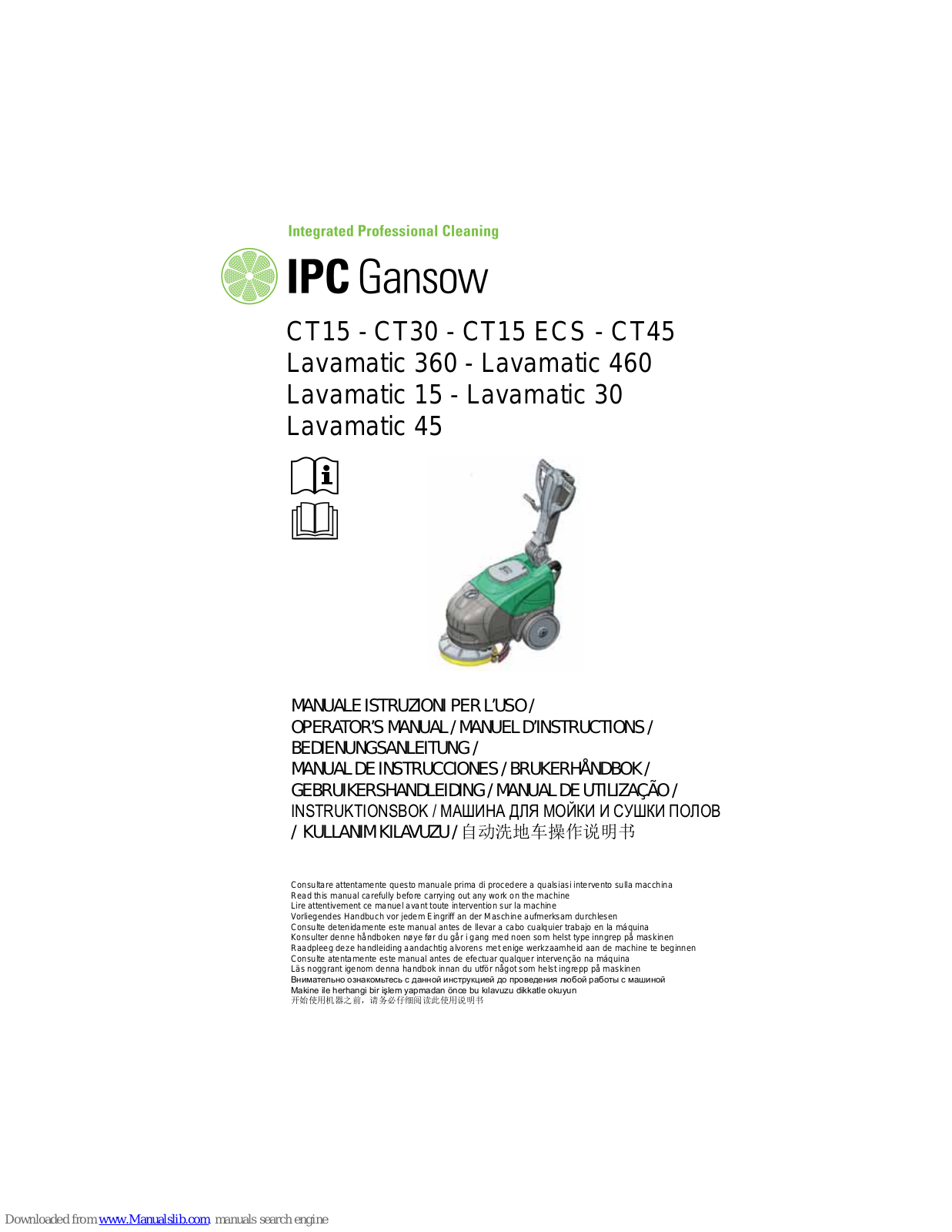 IPC Gansow CT45 Series, CT15 B, CT15 ECS, CT15 C, CT15 B R Operator's Manual