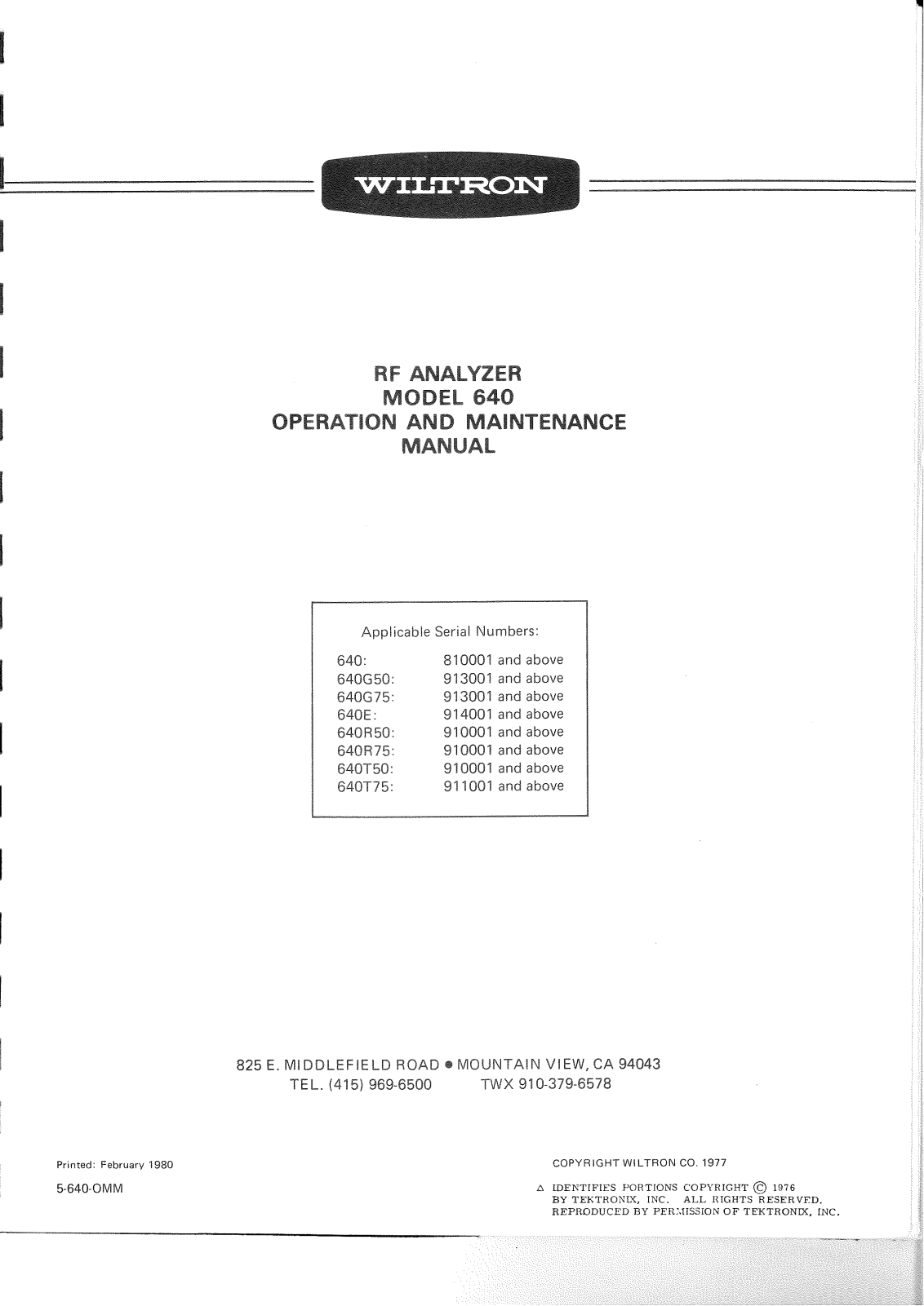 Wiltron 640 schematic