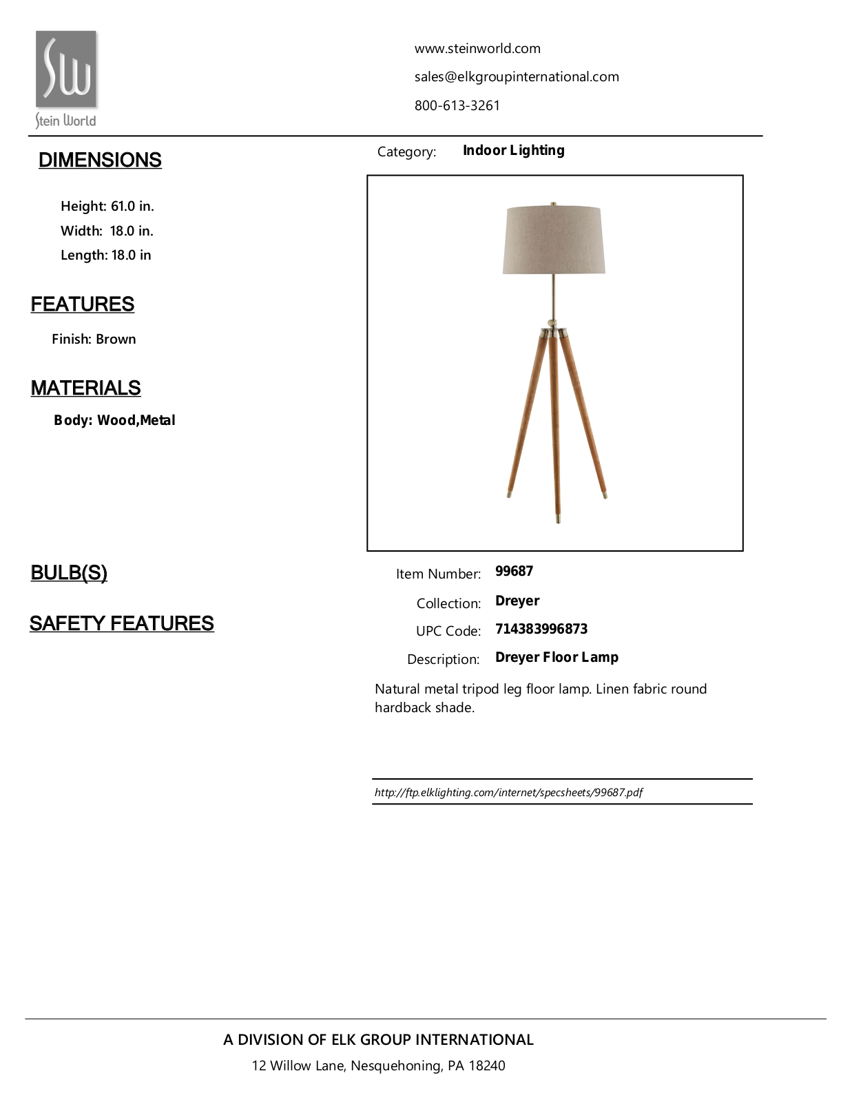 Stein World 99687 Specifications - ManualMachine.com
