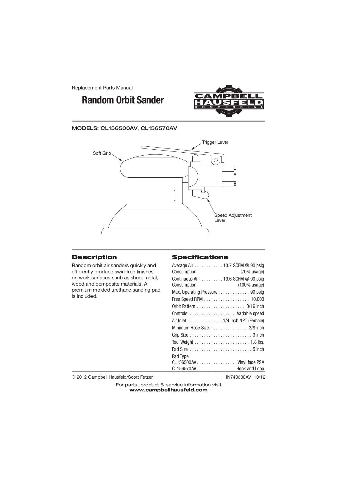 Campbell Hausfeld CL156500AV, CL156570AV User Manual