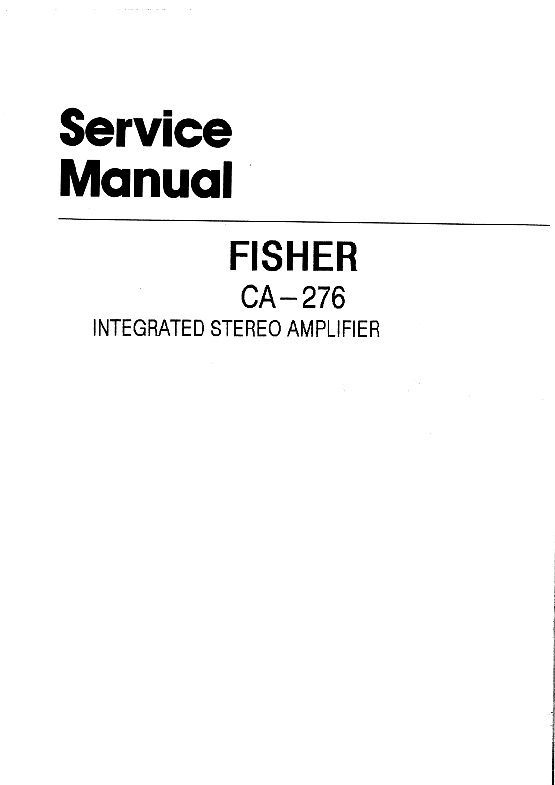 Fisher CA-276 Service manual