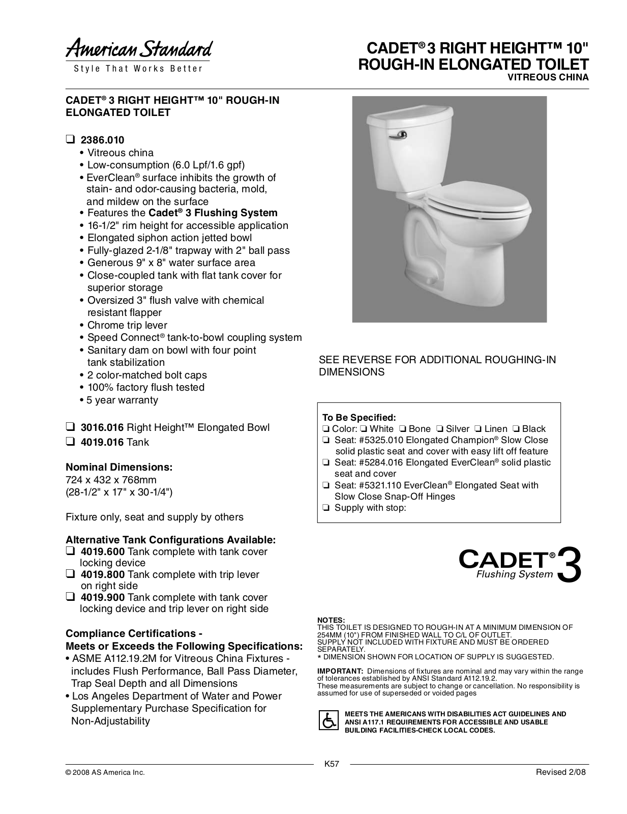 American Standard 2386.010 User Manual