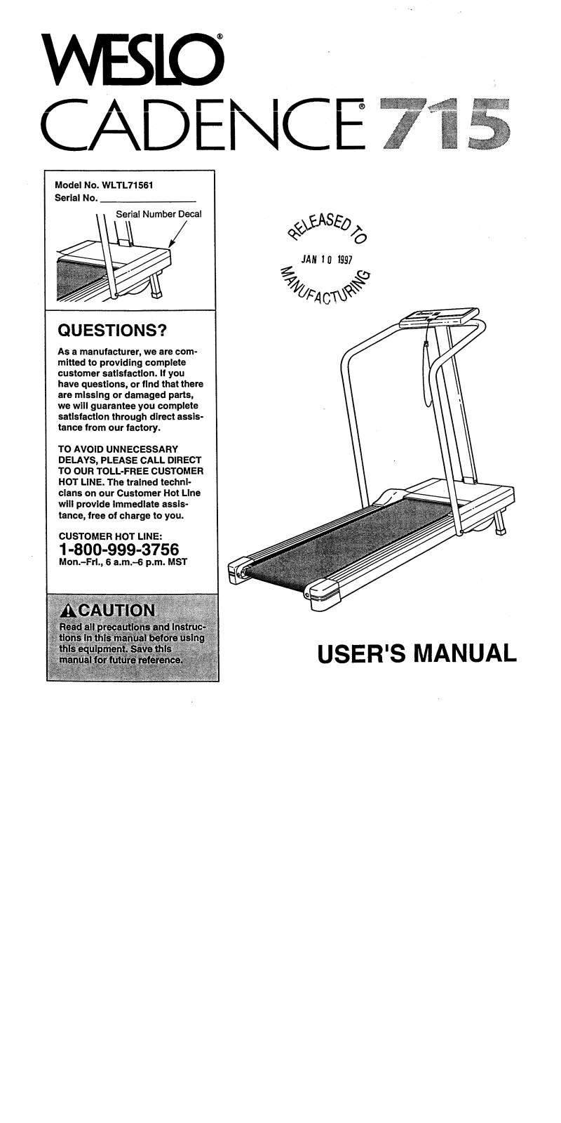 Weslo WLTL71561 Owner's Manual