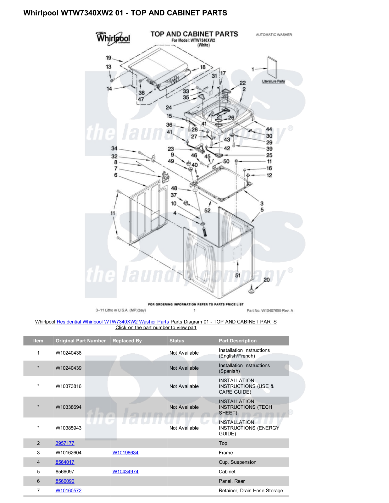 Whirlpool WTW7340XW2 Parts Diagram