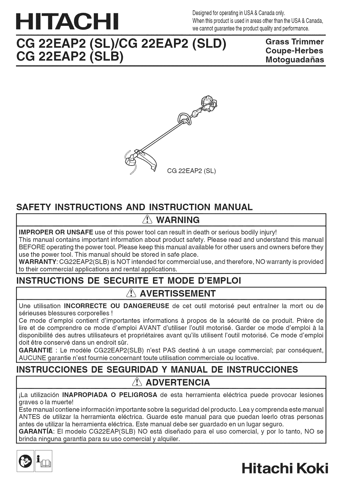 Hitachi CG22EAP2 Owner’s Manual