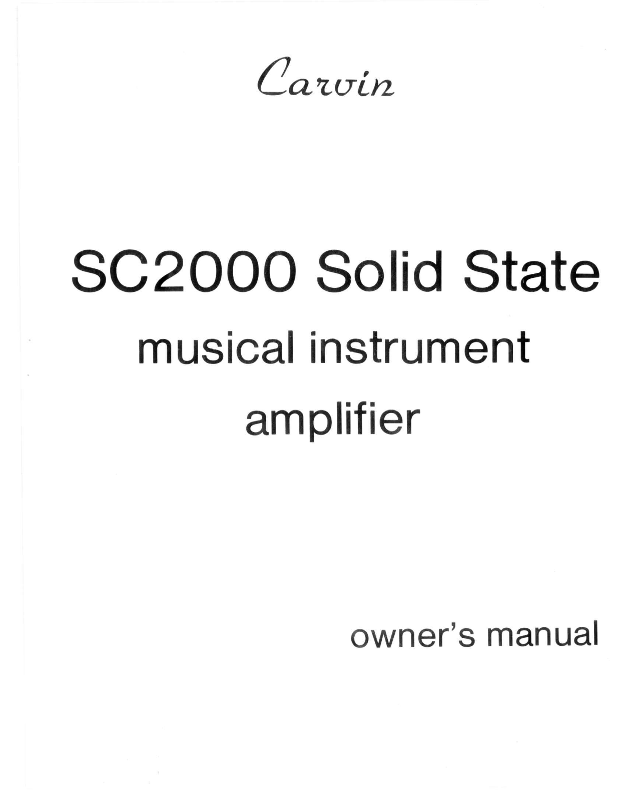 Carvin SC2000 Owner's Manual