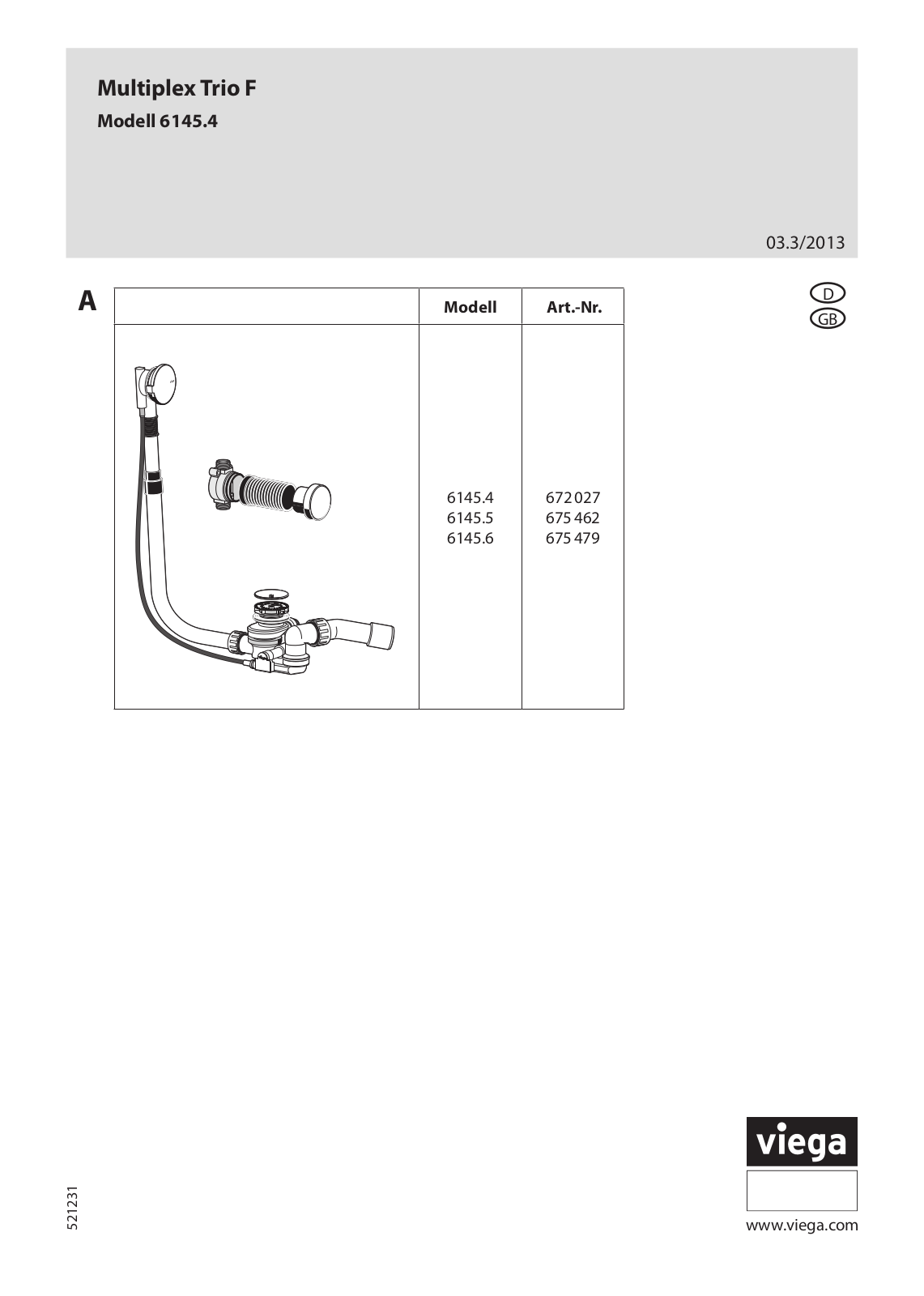 Viega Multiplex Trio F Series, Multiplex Trio F 6145.5, Multiplex Trio F 6145.4, Multiplex Trio F 6145.6 Instructions For Use Manual