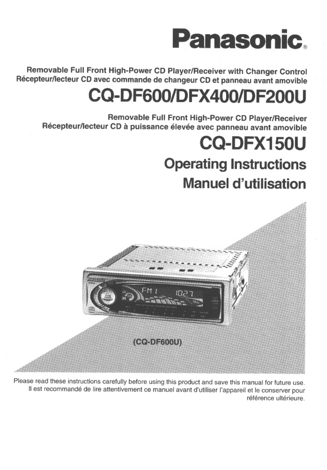 Panasonic CQ-DFX400U, CQ-DFX150U, CQ-DF600U User Manual