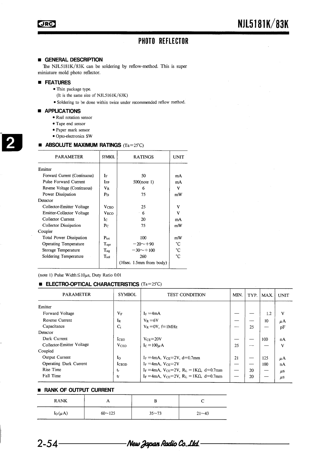 JRC NJL5181K-F20, NJL5181K-F10, NJL5183K-F20, NJL5183K-F10 Datasheet