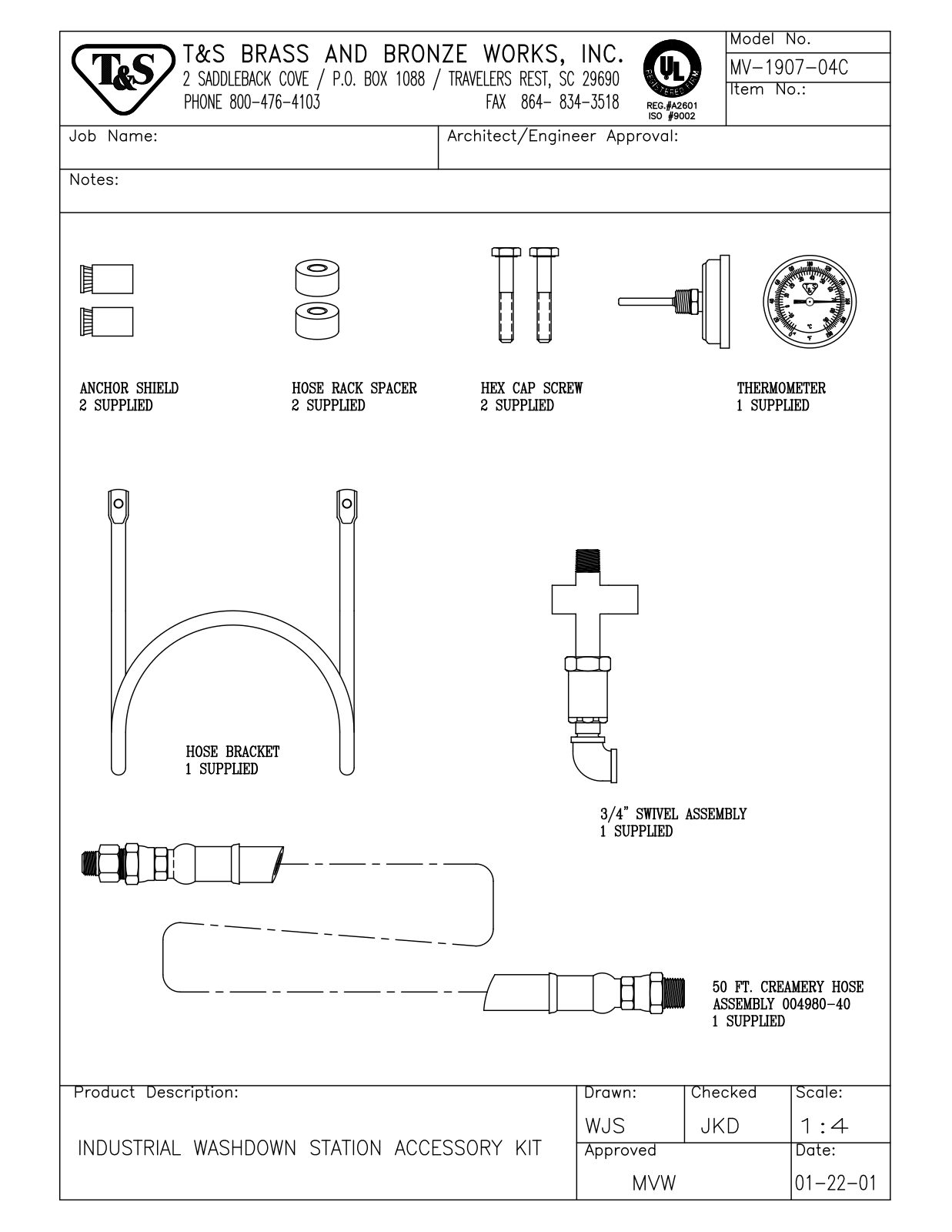 T&S Brass MV-1907-04C User Manual