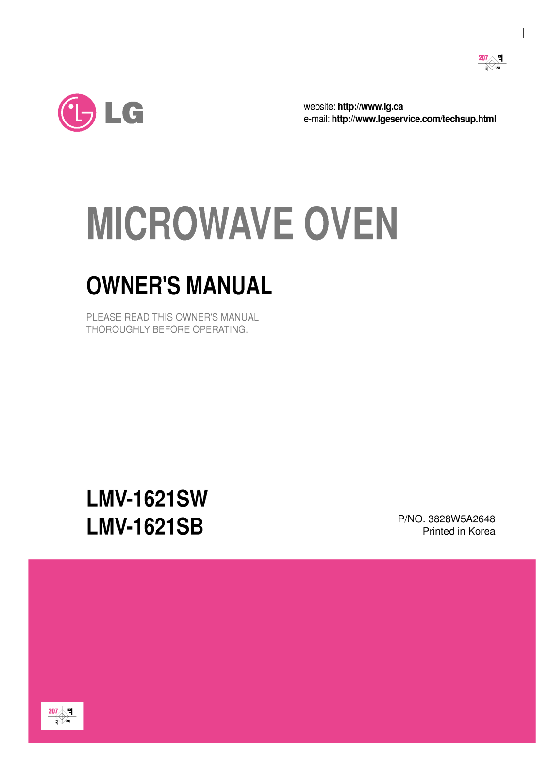 LG LMV-1621SW User Manual