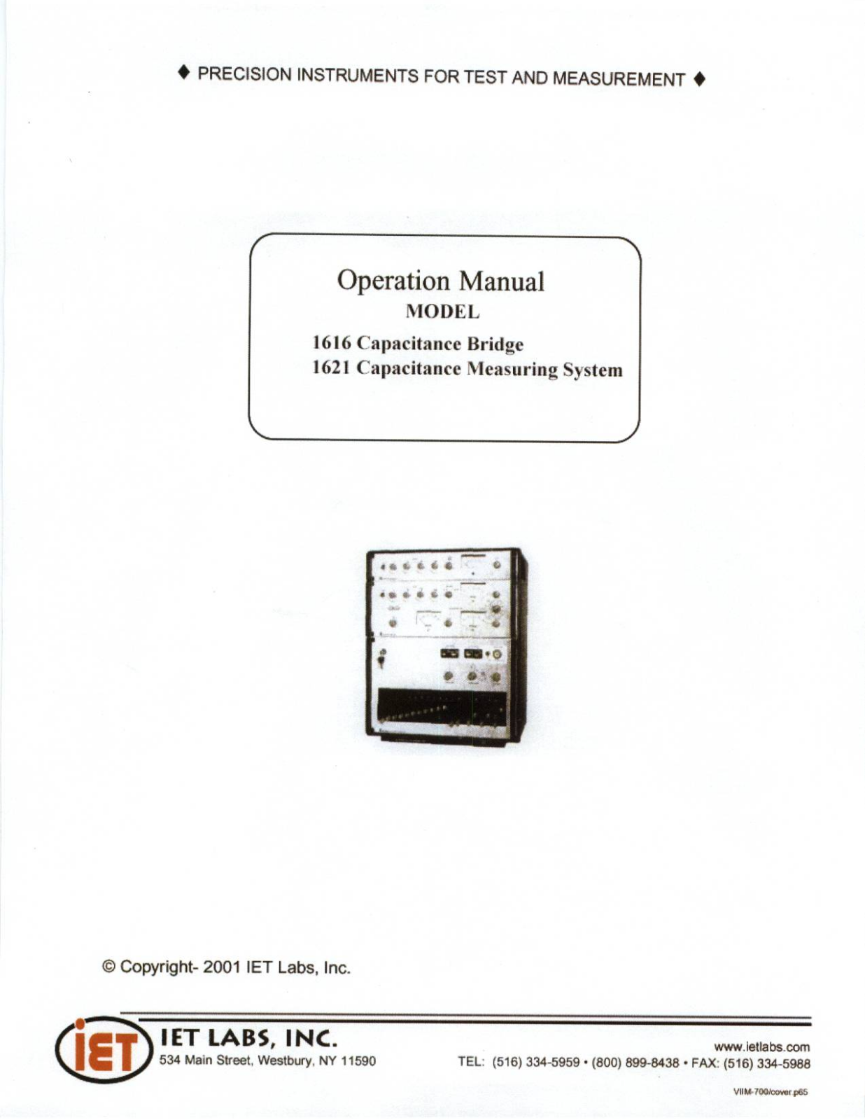 IET Labs 1621, 1616 Service manual