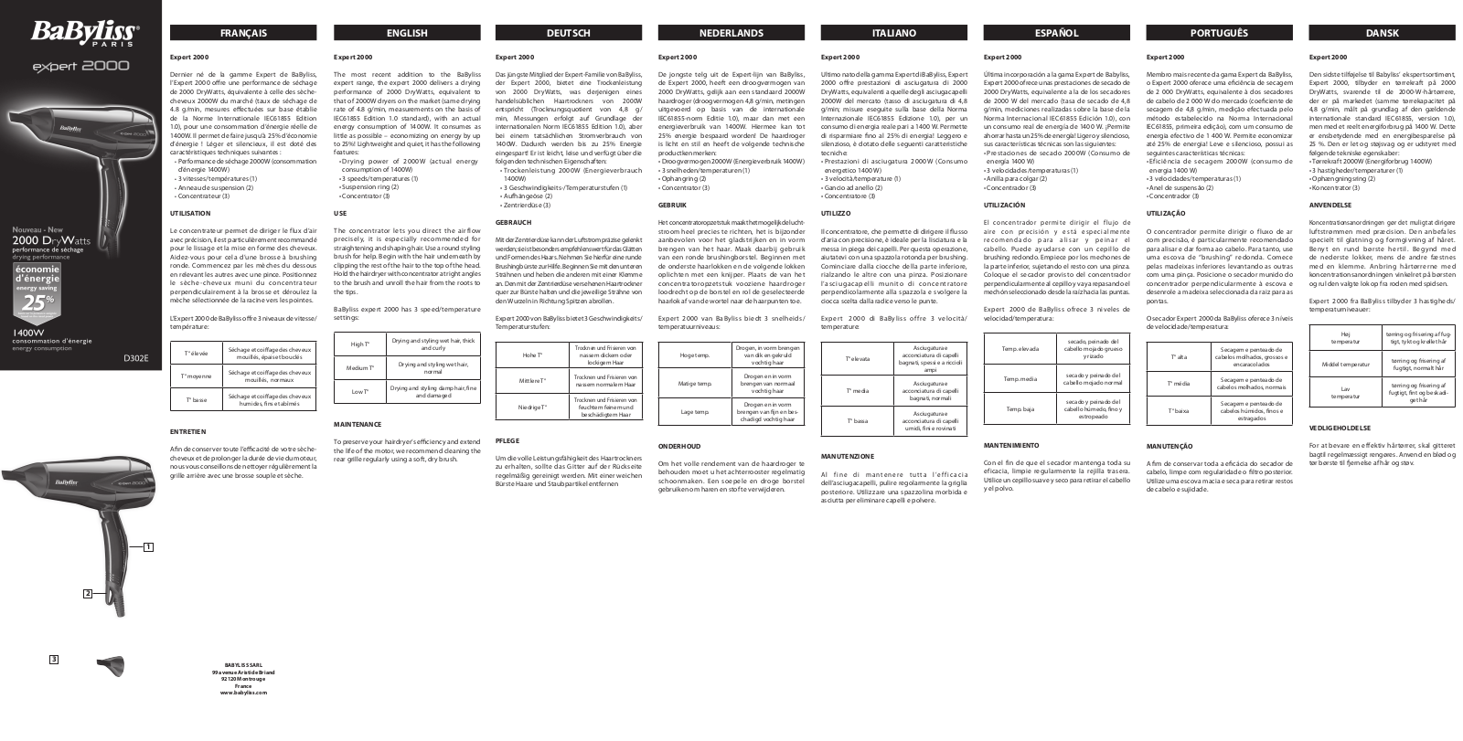 Babyliss D302RE User Manual