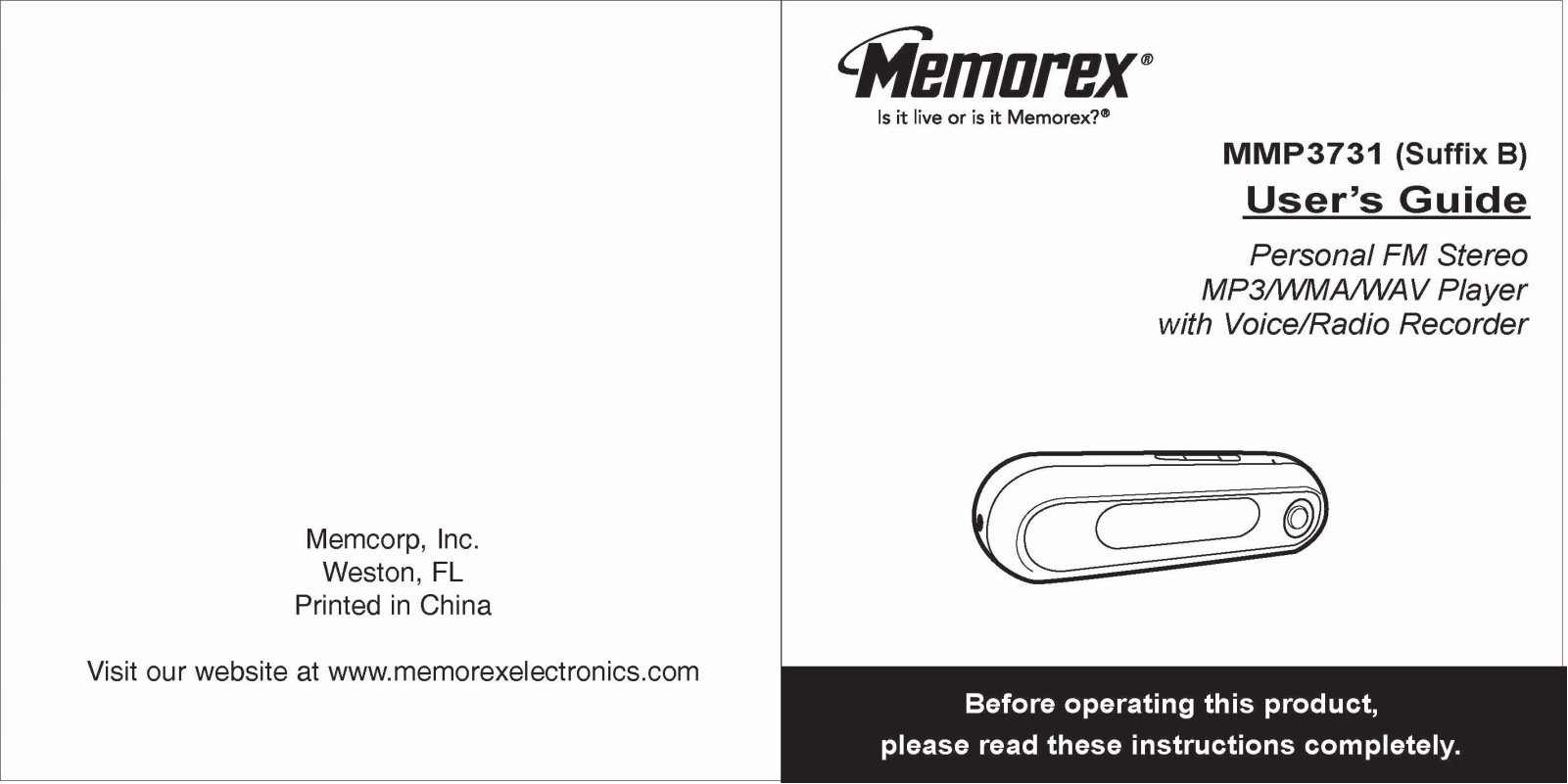 Memorex MMP3731 User's Guide