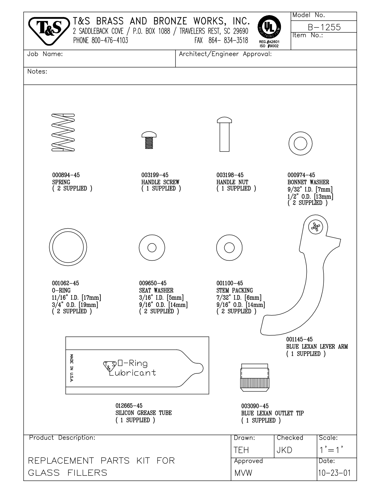 T&S Brass B-1255 User Manual