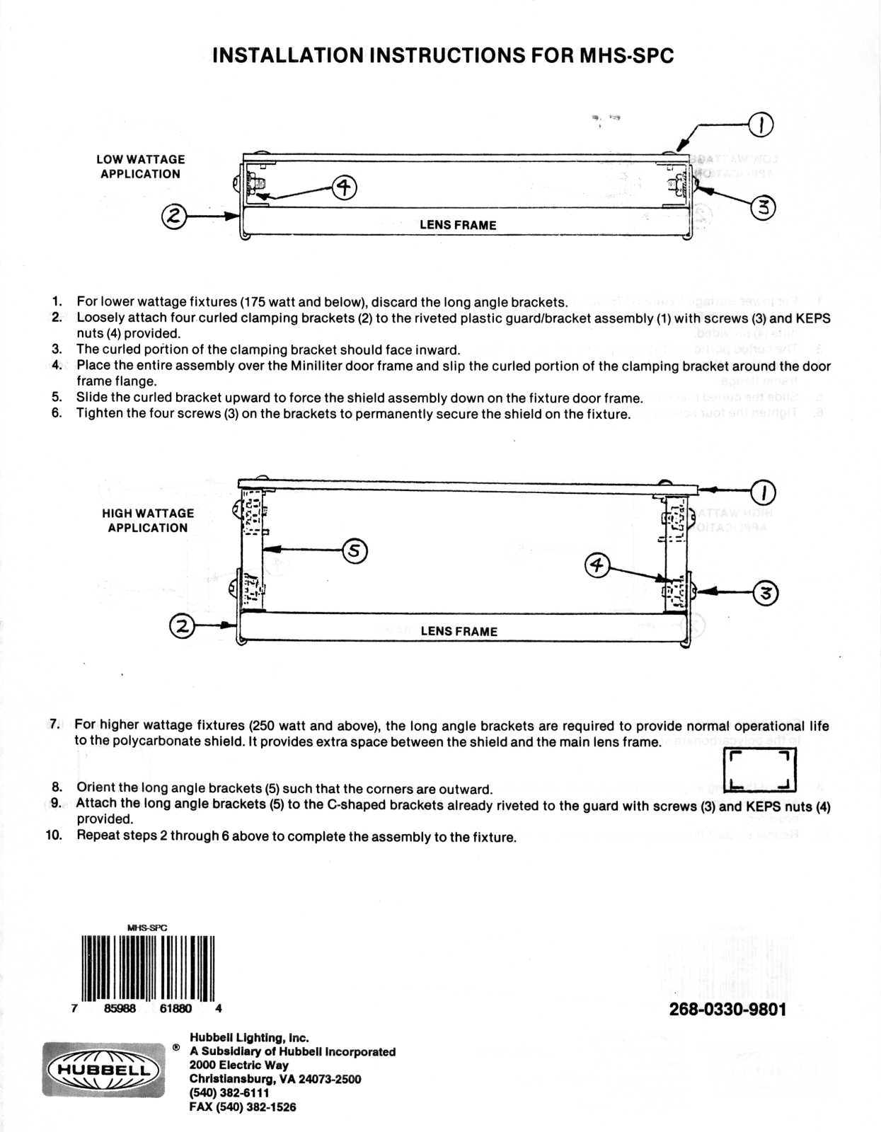 Hubbell Lighting MHS-SPC User Manual