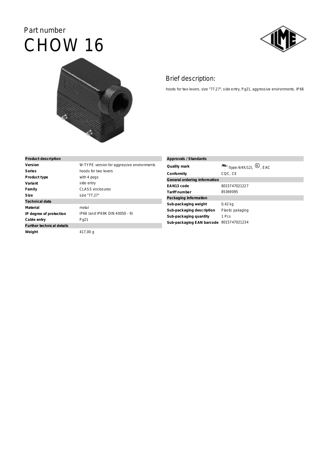 ILME CHOW-16 Data Sheet