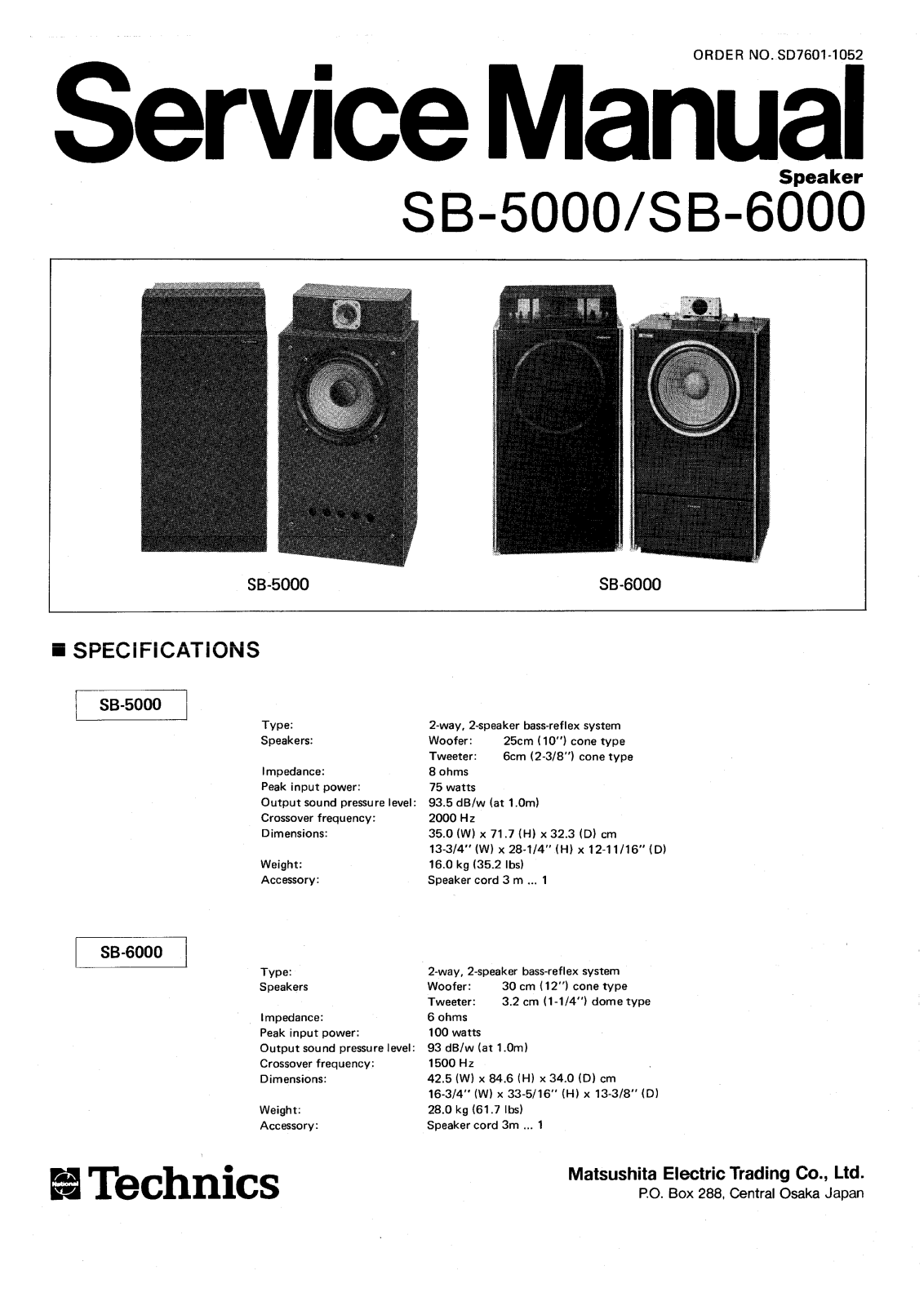 Technics SB-5000 Service Manual