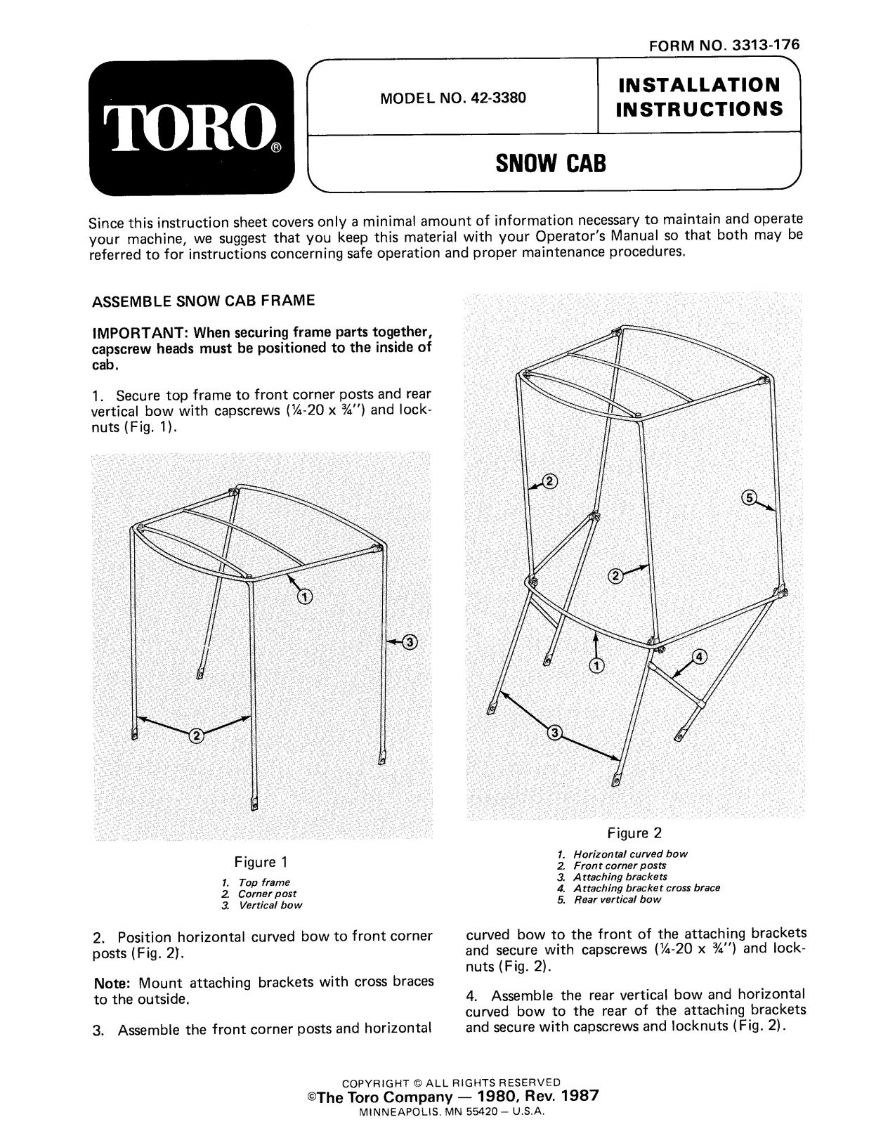 Toro 42-3380 Installation Instructions