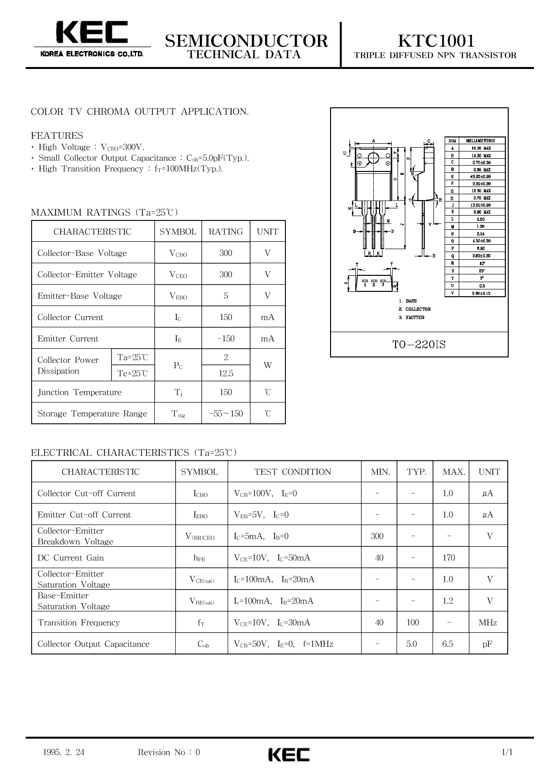 KEC KTC1001 Datasheet