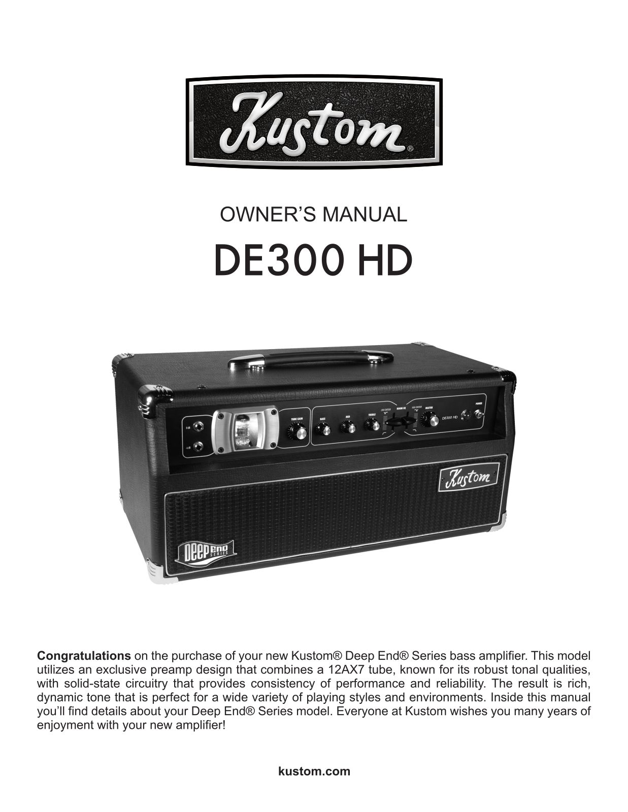 Kustom DE300HD Owner`s Manual