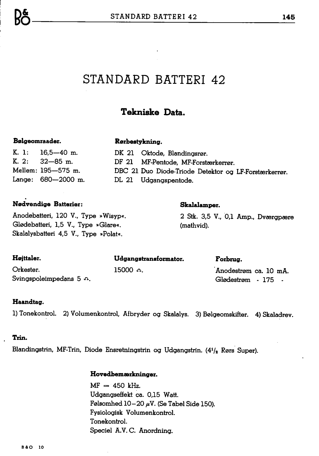 Bang Olufsen STANDARD-BATTERI-42-SM Service Manual