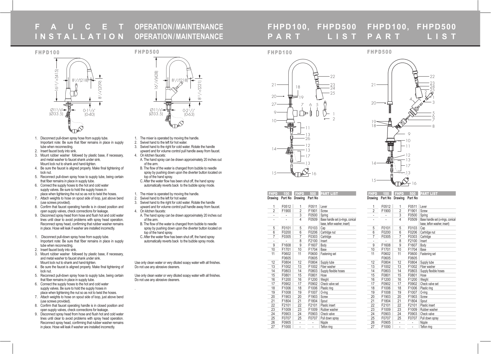 Franke Foodservice FHPD100 Installation  Manual