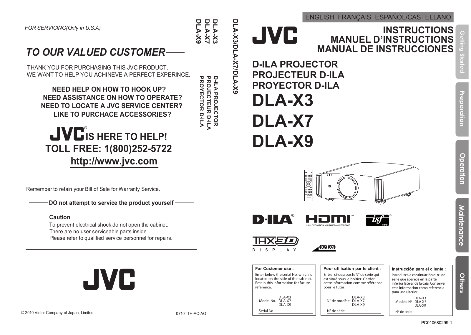 JVC DLA-X9 User Manual