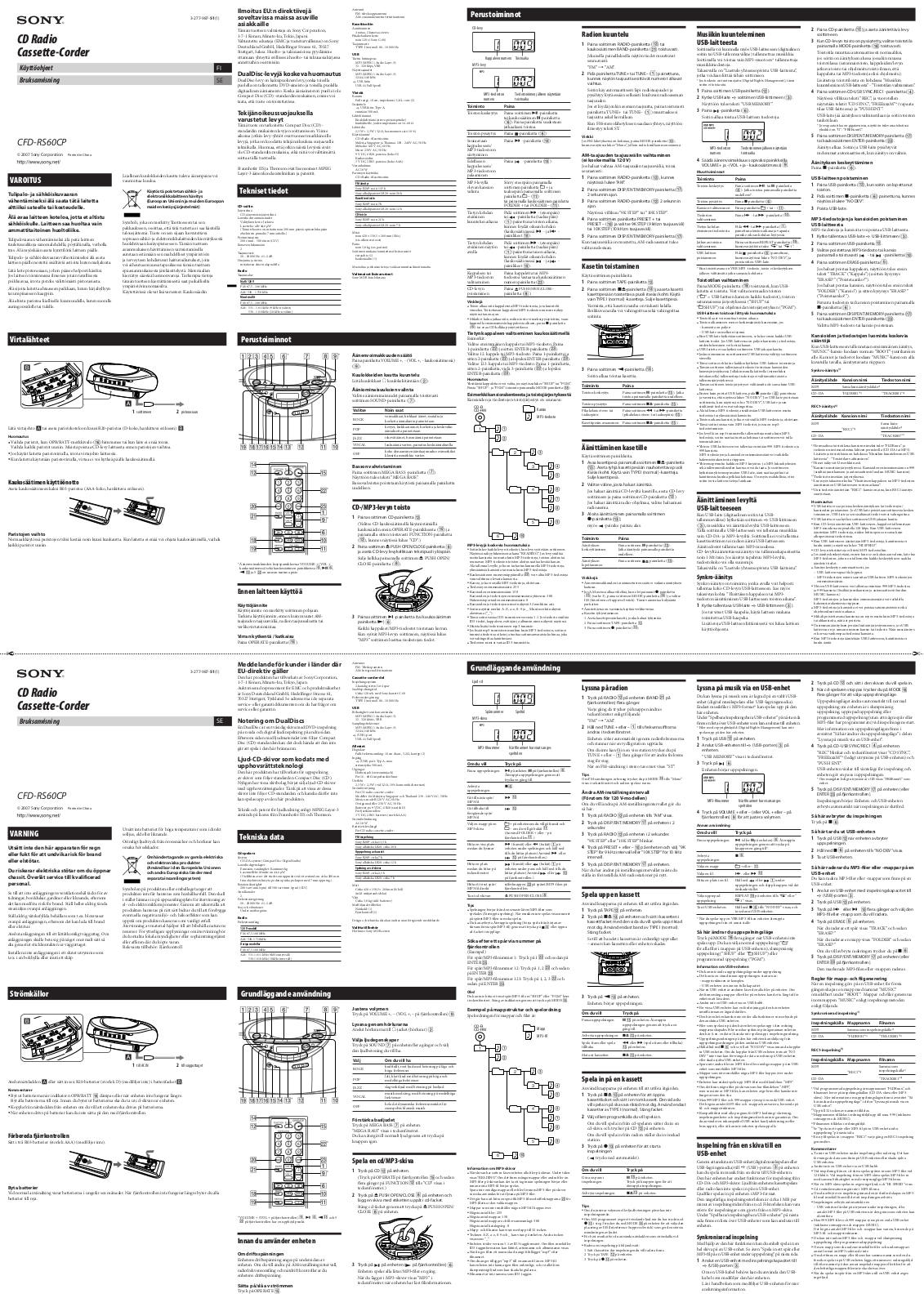 Sony CFD-RS60CP User Manual