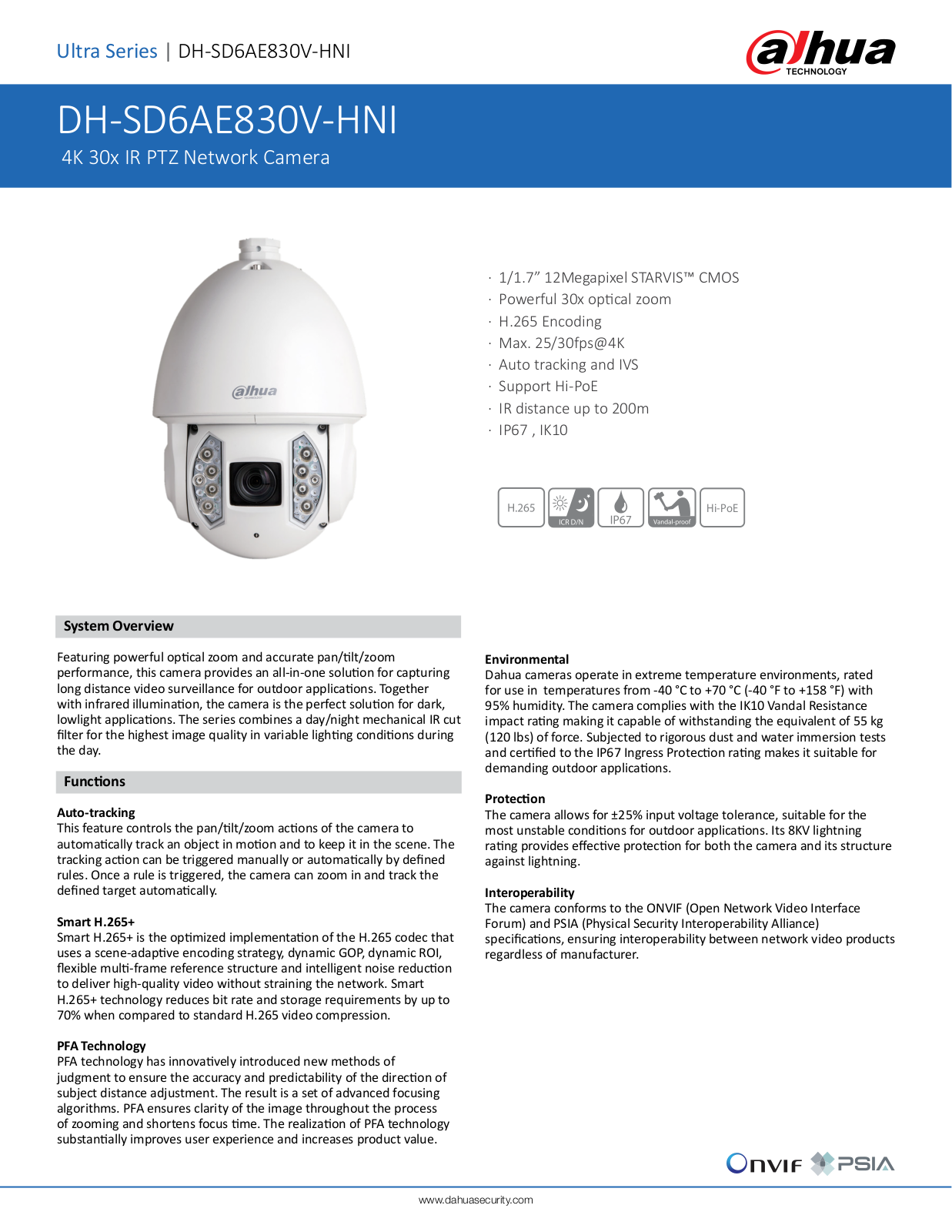 Dahua DH-SD6AE830V-HNI User Manual