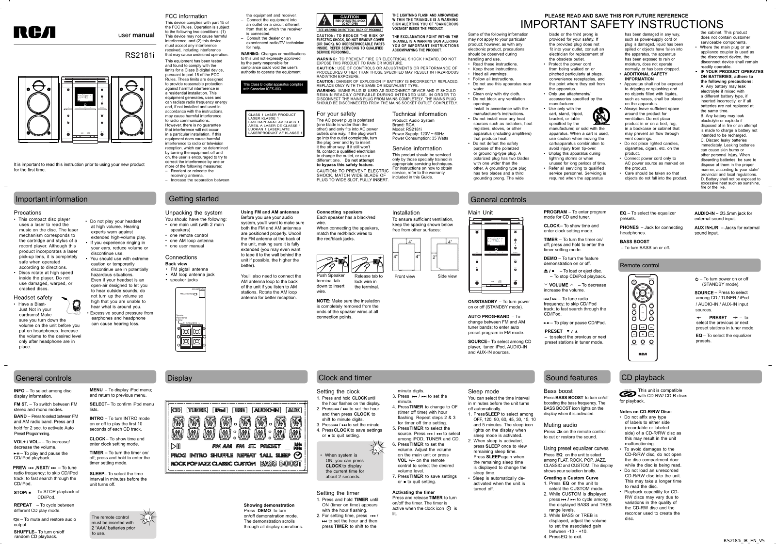 RCA RS2181i Owner's Manual