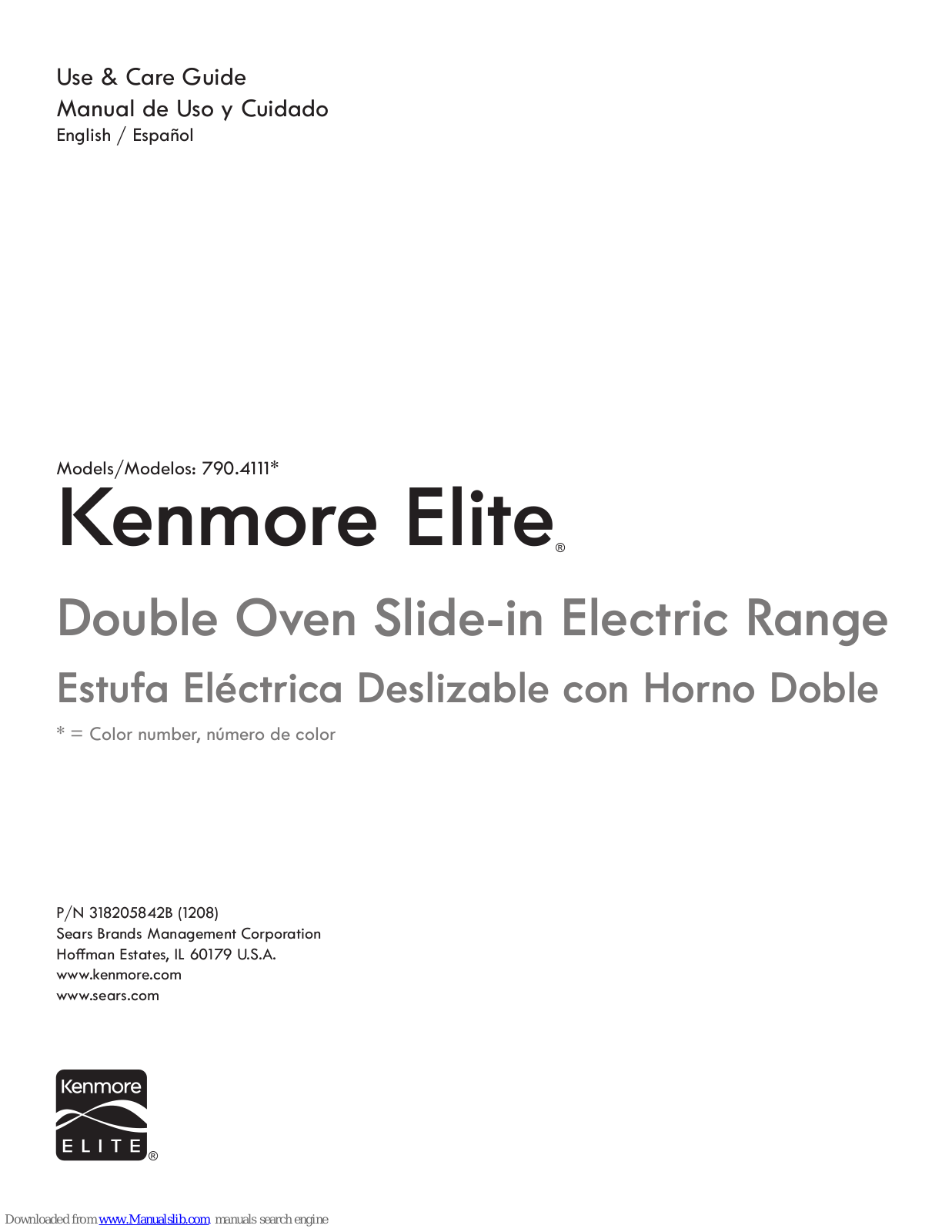 Kenmore 790.4111, Elite 790.4111 Use & Care Manual