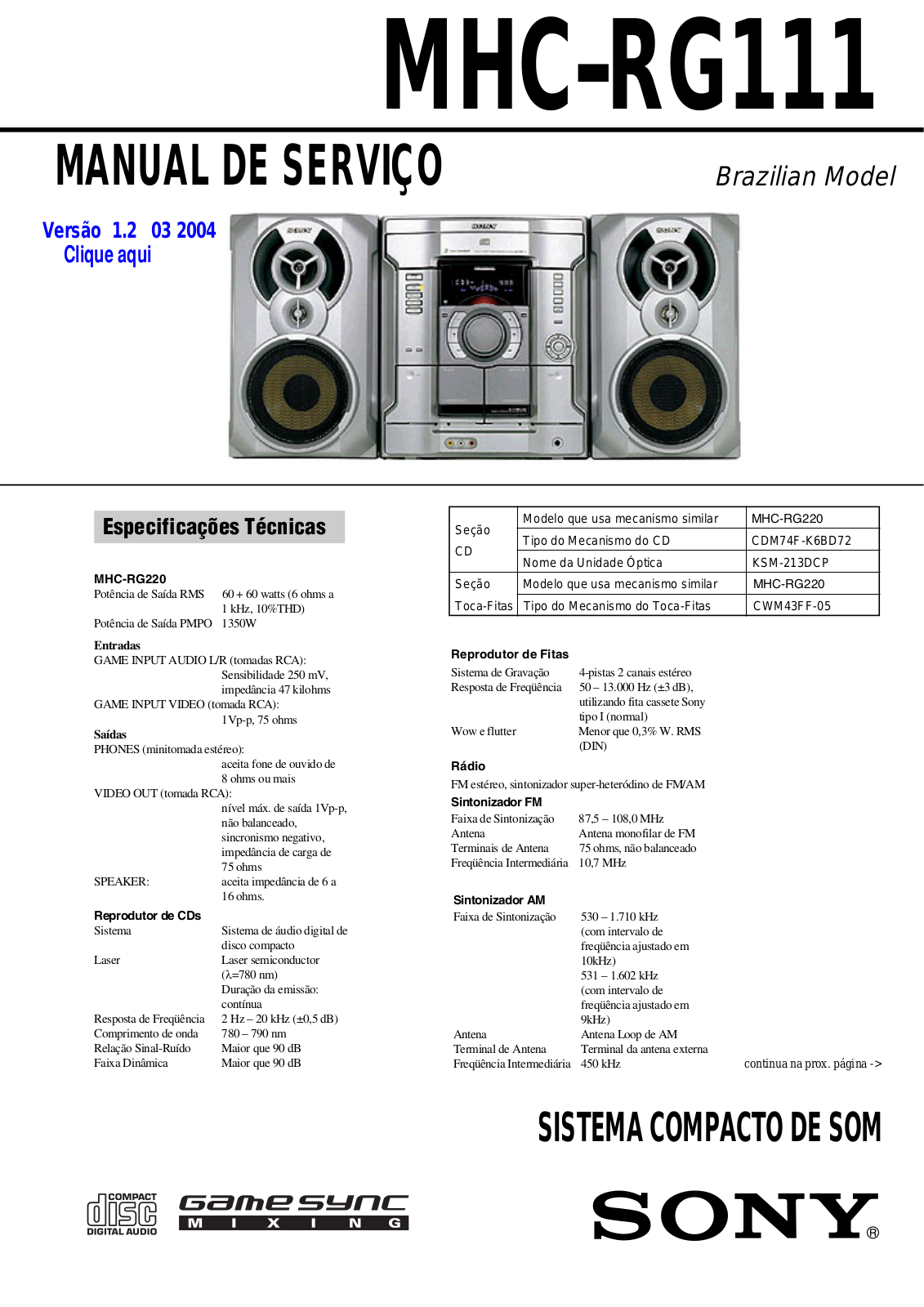 Sony MHC-RG111 Schematic