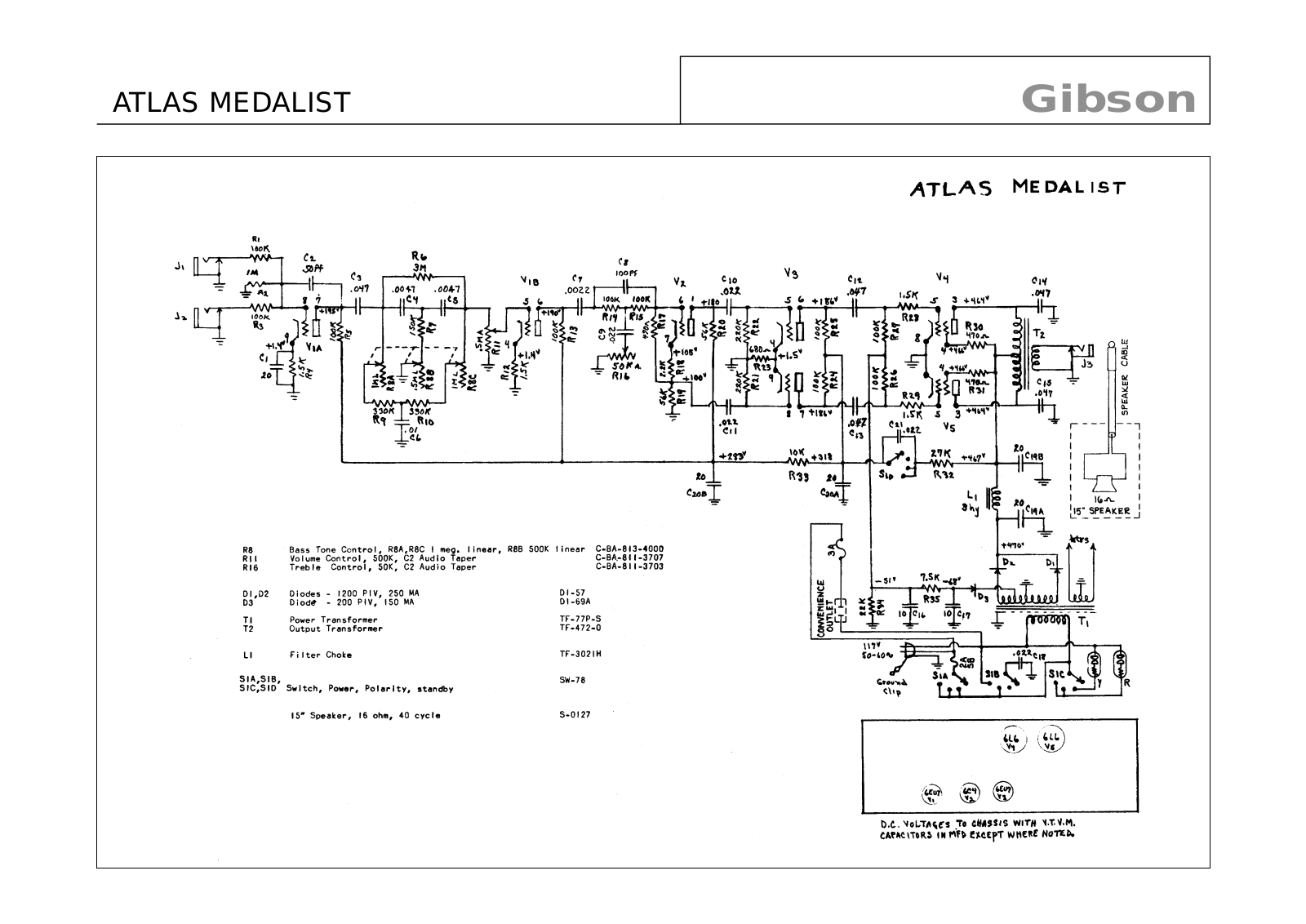 Gibson ATLAS MEDALIST Schematic