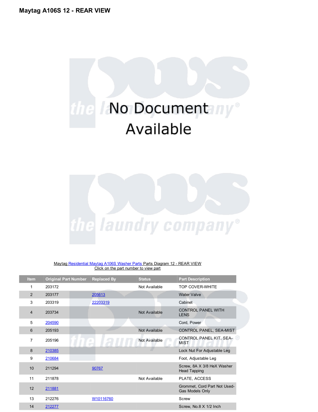 Maytag A106S Parts Diagram