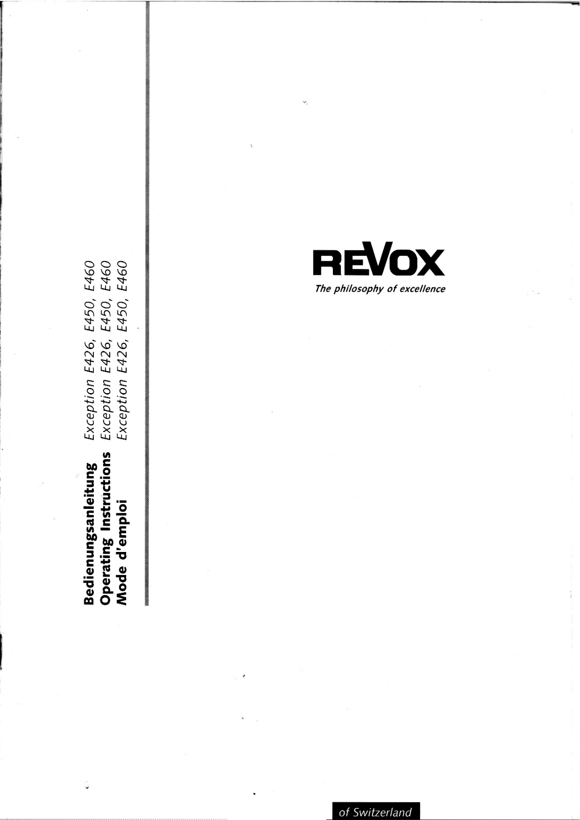 Revox E426, E450, E460 User Manual