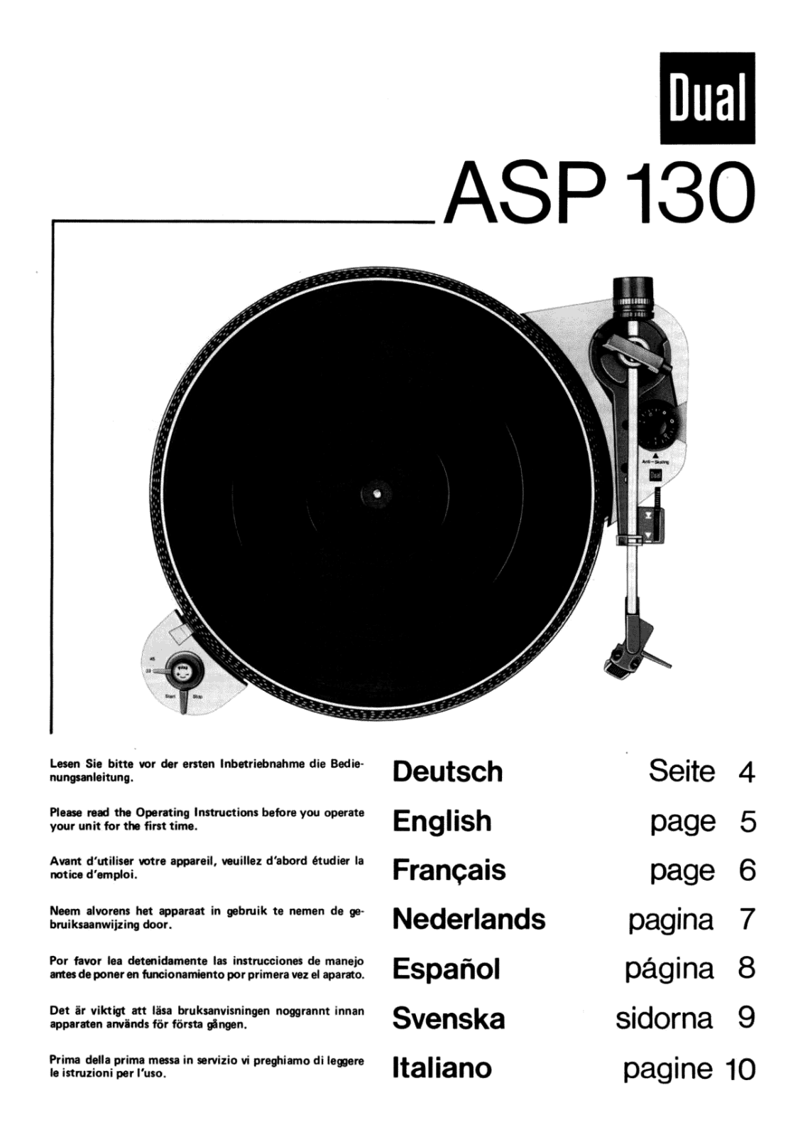 Dual ASP-130 Owners manual