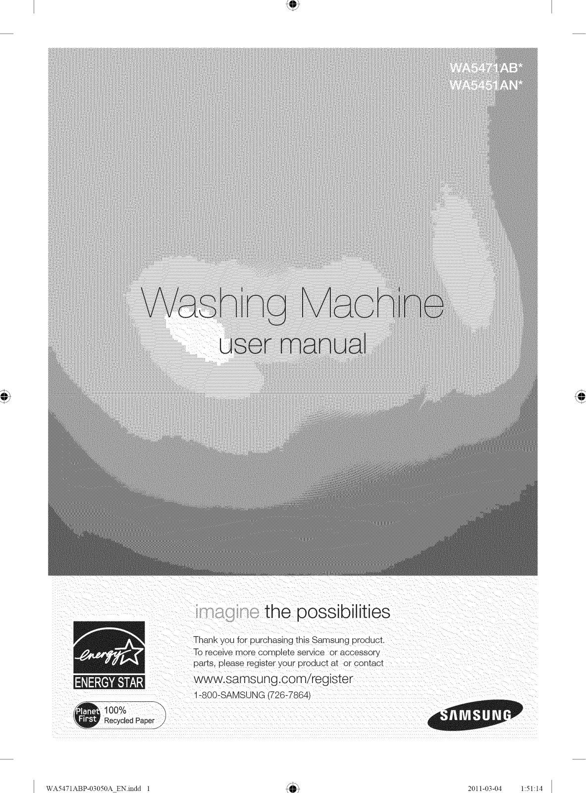 Samsung WA5471ABW/XAA-02, WA5471ABW/XAA-01, WA5471ABW/XAA-00, WA5471ABP/XAA-02, WA5471ABP/XAA-01 Owner’s Manual