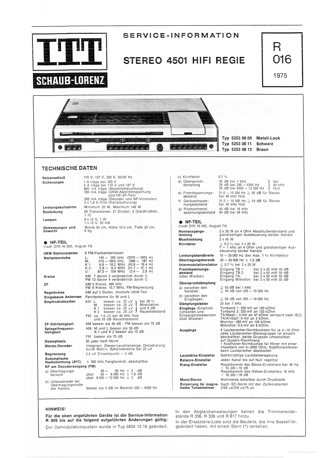 ITT R 016 Service Manual