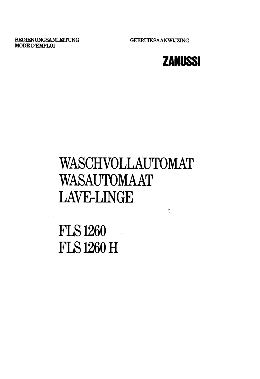 Zanussi FLS1260H, FLS1260 User Manual