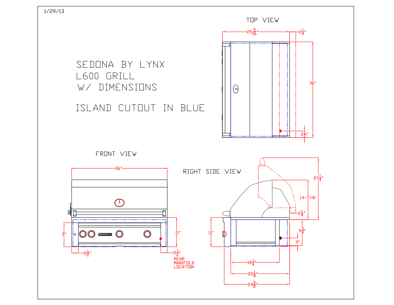 Lynx L600RNG Dimensions