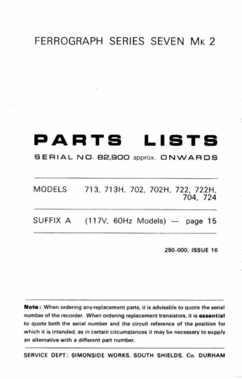 Ferrograph 7 Mk2 Owners manual - ManualMachine.com