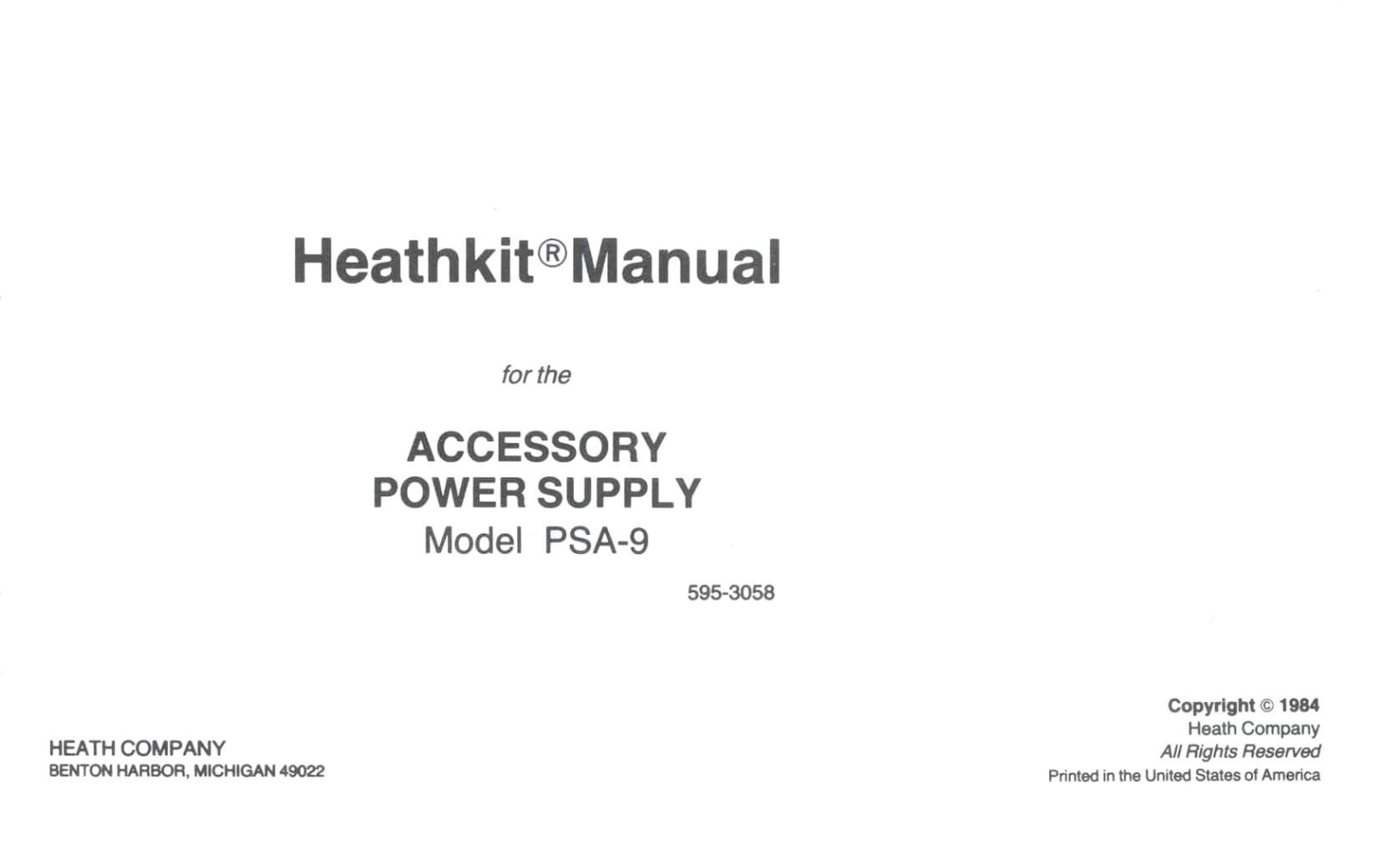 Heathkit PSA-9 User Guide