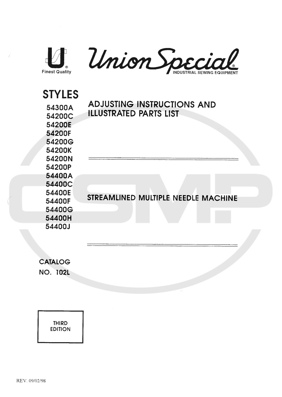 Juki 54200, 54300, 54400 Parts Book