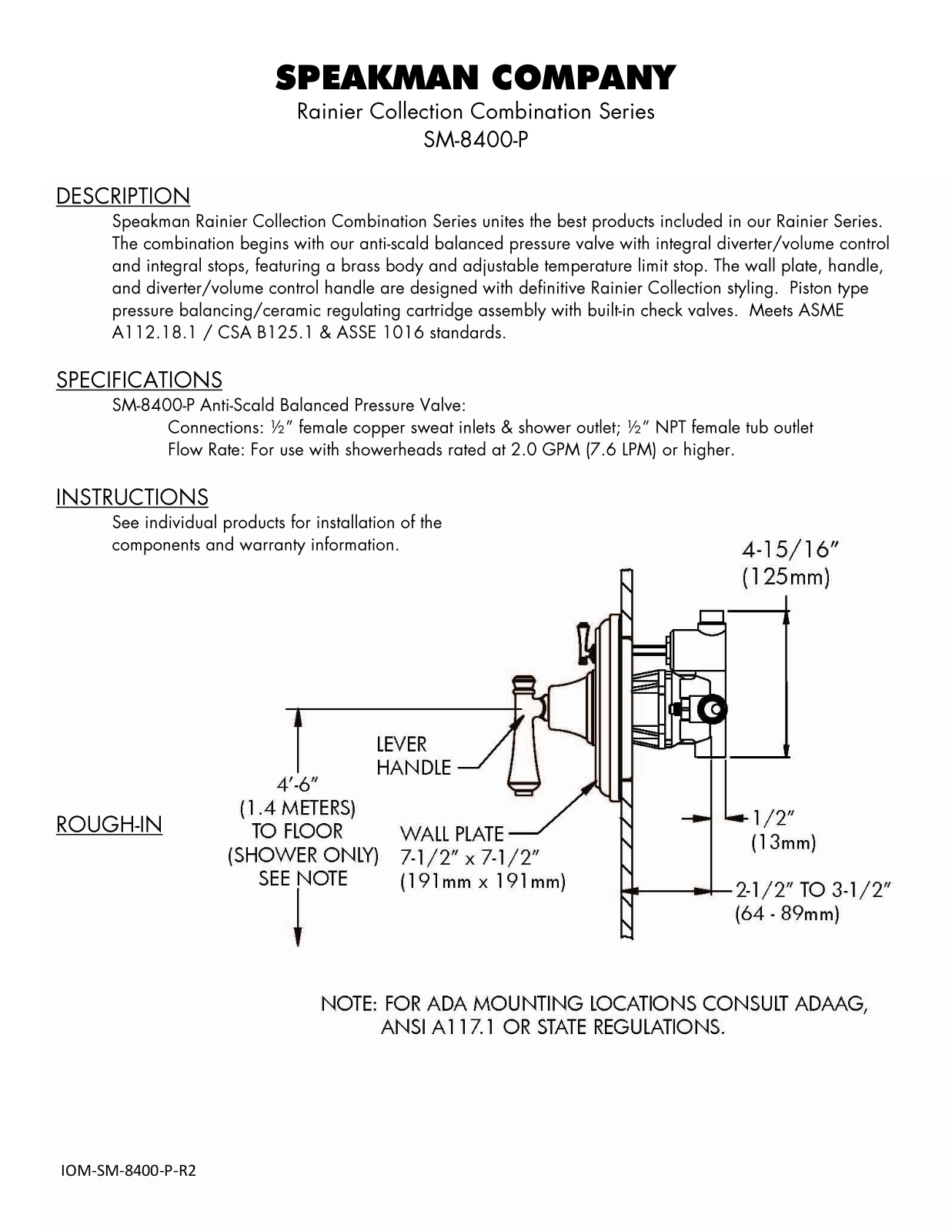 Speakman SPK2268 Specifications & Dimensions - ManualMachine.com