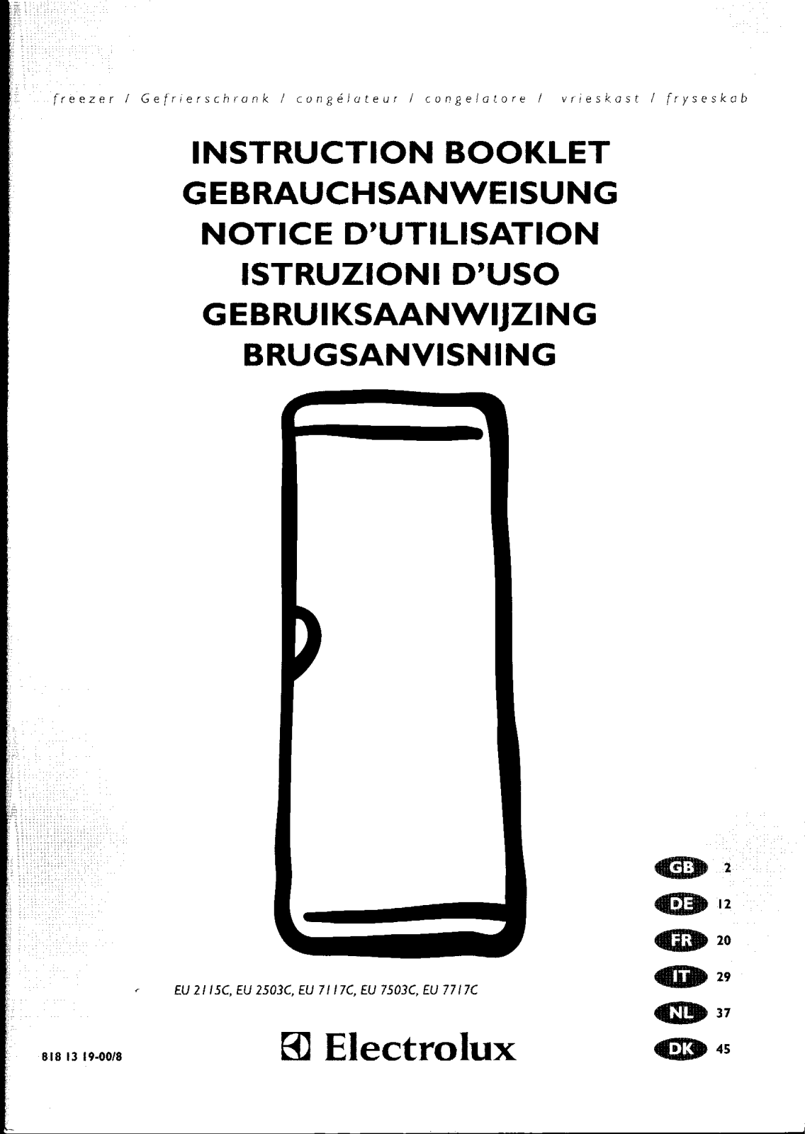 electrolux eu 2115c, eu 7503c INSTRUCTION BOOK