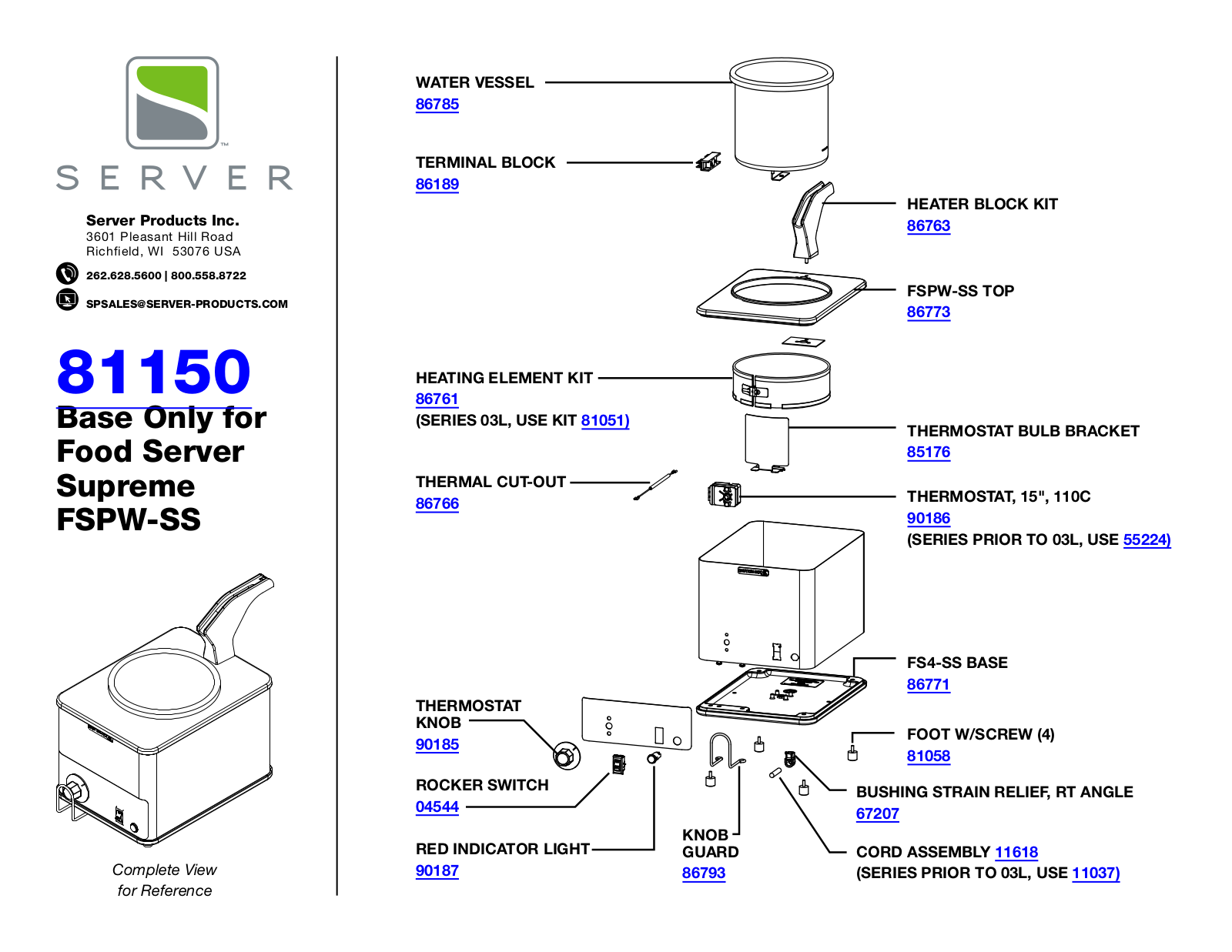 Server 81150 Parts Manual