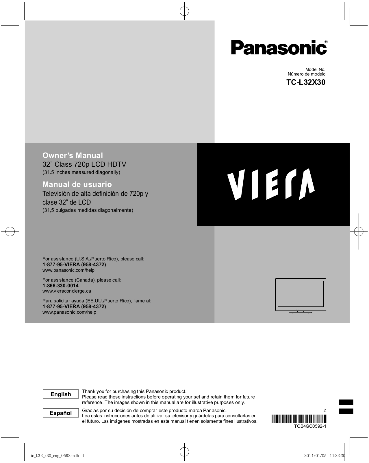 Panasonic tc-l32x30 Operation Manual