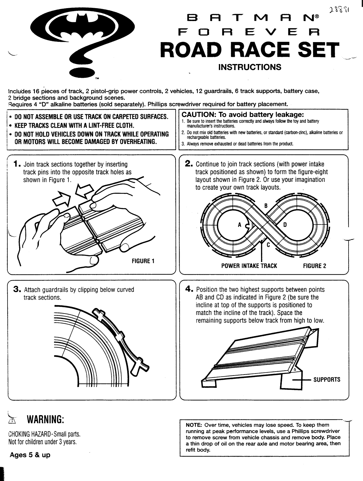 HASBRO Batman Forever Road Race Set User Manual